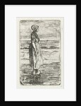 Standing woman on the beach by Jozef Israëls
