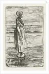 Standing woman on the beach by Jozef Israëls