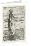 Standing woman on the beach by Jozef Israëls