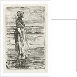 Standing woman on the beach by Jozef Israëls