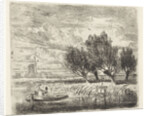 Willows at the waterside by Augustinus Jacobus Bernardus Wouters