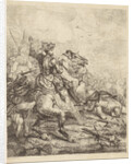 Henry II, Holy Roman Emperor on horseback in battle by Theodoor Schaepkens