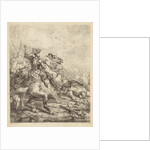 Henry II, Holy Roman Emperor on horseback in battle by Theodoor Schaepkens