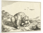 Sitting Bear, from the front, one leg to a bowl by Marcus Gerards I