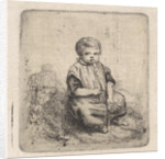 Little boy blowing on a whistle by Theodore Schaepkens