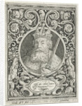 Portrait of Charlemagne in medallion inside rectangular frame with ornaments by Anonymous
