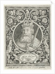Portrait of Charlemagne in medallion inside rectangular frame with ornaments by Anonymous