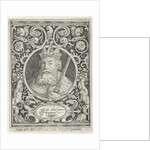 Portrait of Charlemagne in medallion inside rectangular frame with ornaments by Anonymous