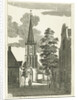 Village scene with church in Diemen by Hendrik Berg