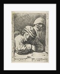 Three farmers at a window by Frans van den Wijngaerde
