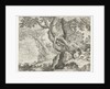 Sleeping Shepherd near a big tree, Roelandt Savery by Marcus Christoph Sadeler