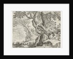 Sleeping Shepherd near a big tree, Roelandt Savery by Marcus Christoph Sadeler