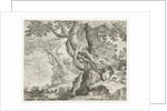 Sleeping Shepherd near a big tree, Roelandt Savery by Marcus Christoph Sadeler