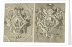 Two cartouches, each depicting an evangelist by Hieronymus Cock