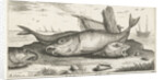 Three haddock on the beach by Lodewijk XIV