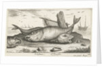 Three haddock on the beach by Lodewijk XIV