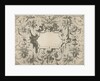 Cartouche surrounded by grotesques by Hieronymus Cock