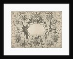 Cartouche surrounded by grotesques by Hieronymus Cock