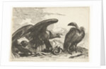 Vulture and an eagle with snake by De Poilly