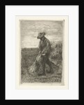 Man binds sheaf on field with corn by Johanna Henriëtte Besier