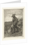 Man binds sheaf on field with corn by Johanna Henriëtte Besier