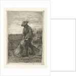 Man binds sheaf on field with corn by Johanna Henriëtte Besier
