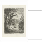 Street musician with violin and dancing dog by Jan Chalon