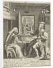Sixth life of sixty years with man counting his money with his wife by Claes Jansz. Visscher II