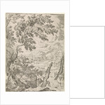 Waterfall with stump by Anonymous