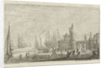 View of harbor fortifications by Anonymous