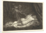 Sater spy a sleeping nymph by Caspar Netscher