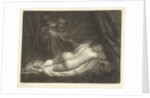 Sater spy a sleeping nymph by Caspar Netscher