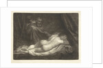 Sater spy a sleeping nymph by Caspar Netscher