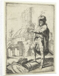 Self Portrait with Oriental dress standing in front of ruins by Bartholomeus Breenbergh