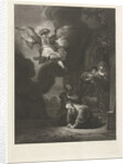 The angel leaves Tobias and his family by Rembrandt Harmensz. van Rijn