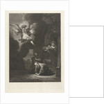 The angel leaves Tobias and his family by Rembrandt Harmensz. van Rijn