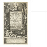 Frame for title with Christ Child and Christ dead and two angel with passion tools by Boëtius Adamsz. Bolswert