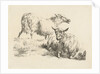 Lying sheep with halter and a standing sheep by Anonymous