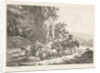 Shepherds with herd near cave by Frédéric Théodore Faber