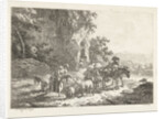 Shepherds with herd near cave by Frédéric Théodore Faber