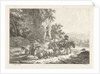 Shepherds with herd near cave by Frédéric Théodore Faber