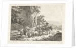 Shepherds with herd near cave by Frédéric Théodore Faber