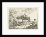 Shepherd with sheep and a donkey by Frédéric Théodore Faber