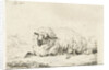 Lying sheep with thick fur by Frédéric Théodore Faber