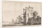 Square tower on the waterfront, Anthonie Waterloo, Justus Danckerts by Cornelis Danckerts II