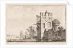 Square tower on the waterfront, Anthonie Waterloo, Justus Danckerts by Cornelis Danckerts II