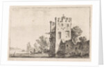 Square tower on the waterfront, Anthonie Waterloo, Justus Danckerts by Cornelis Danckerts II