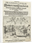 Title page of 'Maniere of Litigation' with a view on the Vijverberg and Binnenhof in The Hague by Cornelis Claesz