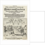 Title page of 'Maniere of Litigation' with a view on the Vijverberg and Binnenhof in The Hague by Cornelis Claesz