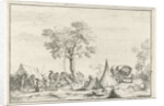 encampment with a pointed tent by Hendrik Hoogers